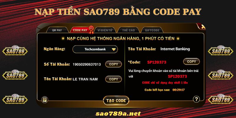 Gửi tiền bằng Code Pay chỉ mất 60 giây