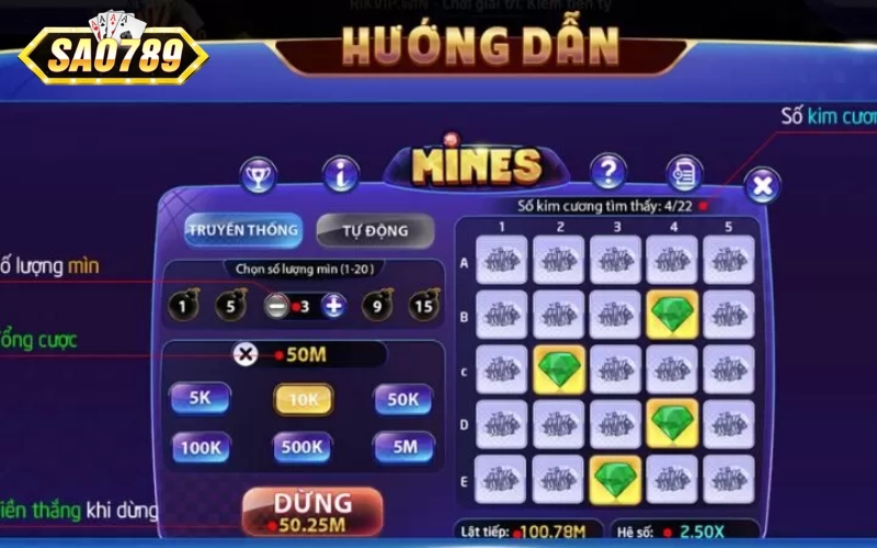 Kinh nghiệm chơi Mines Sao789 siêu chuẩn